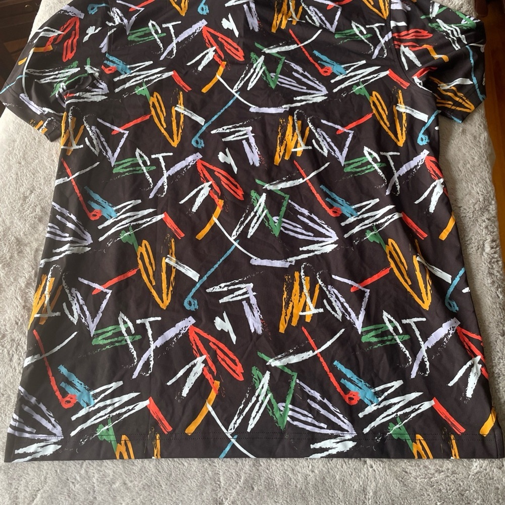 Swingjuice Black Short Sleeve Shirt With Multicolor Abstract Brushstrokes Medium View 6